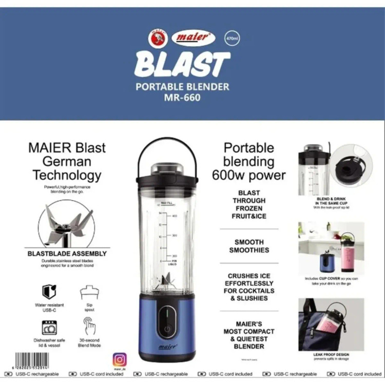 شیکر شارژی مایر مدل MR660 ظرفیت ۴۷۰ میلیلیتر