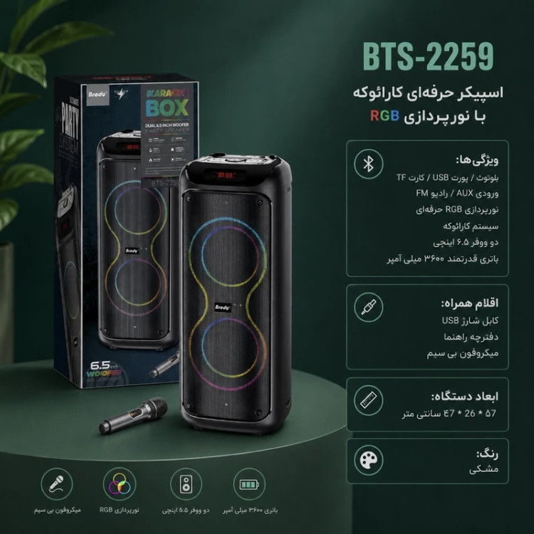 اسپیکر بلوتوثی Brodu مدل BTS-2259